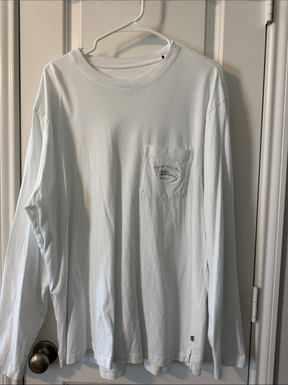 Tommy Bahama White Long Sleeve Pocket Tee